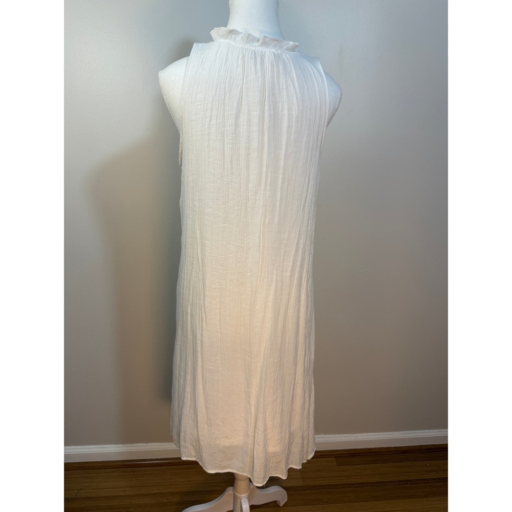 Indigo Rose Midi Dress Large White Crochet Lace Trim Sleeveless Gauze Boho Beach - Picture 4 of 9